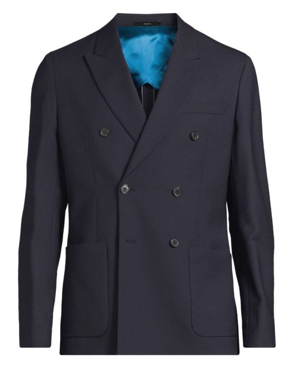 Dubbelknäppt kavaj twill navy