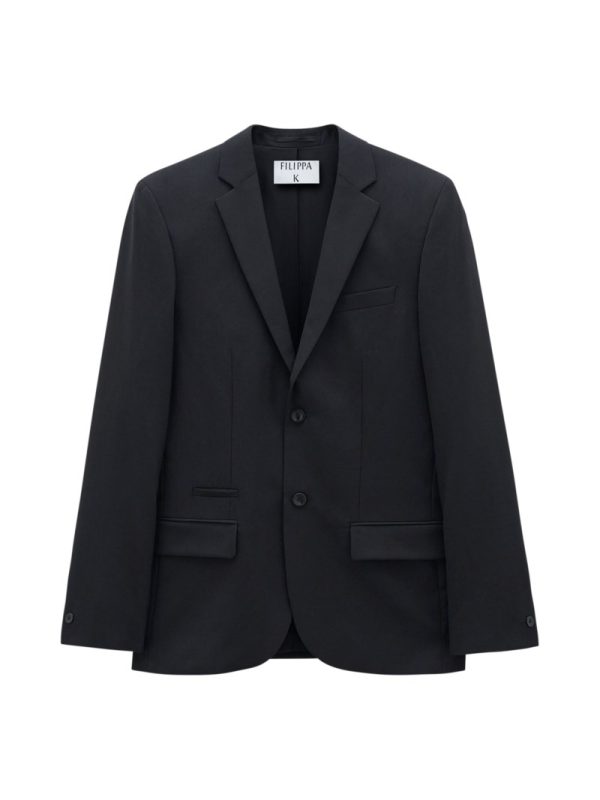 Enkelknäppt kavaj rick wool jacket black
