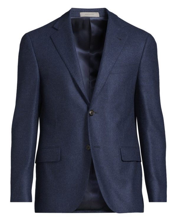 Kavaj flap pocket tweed blå
