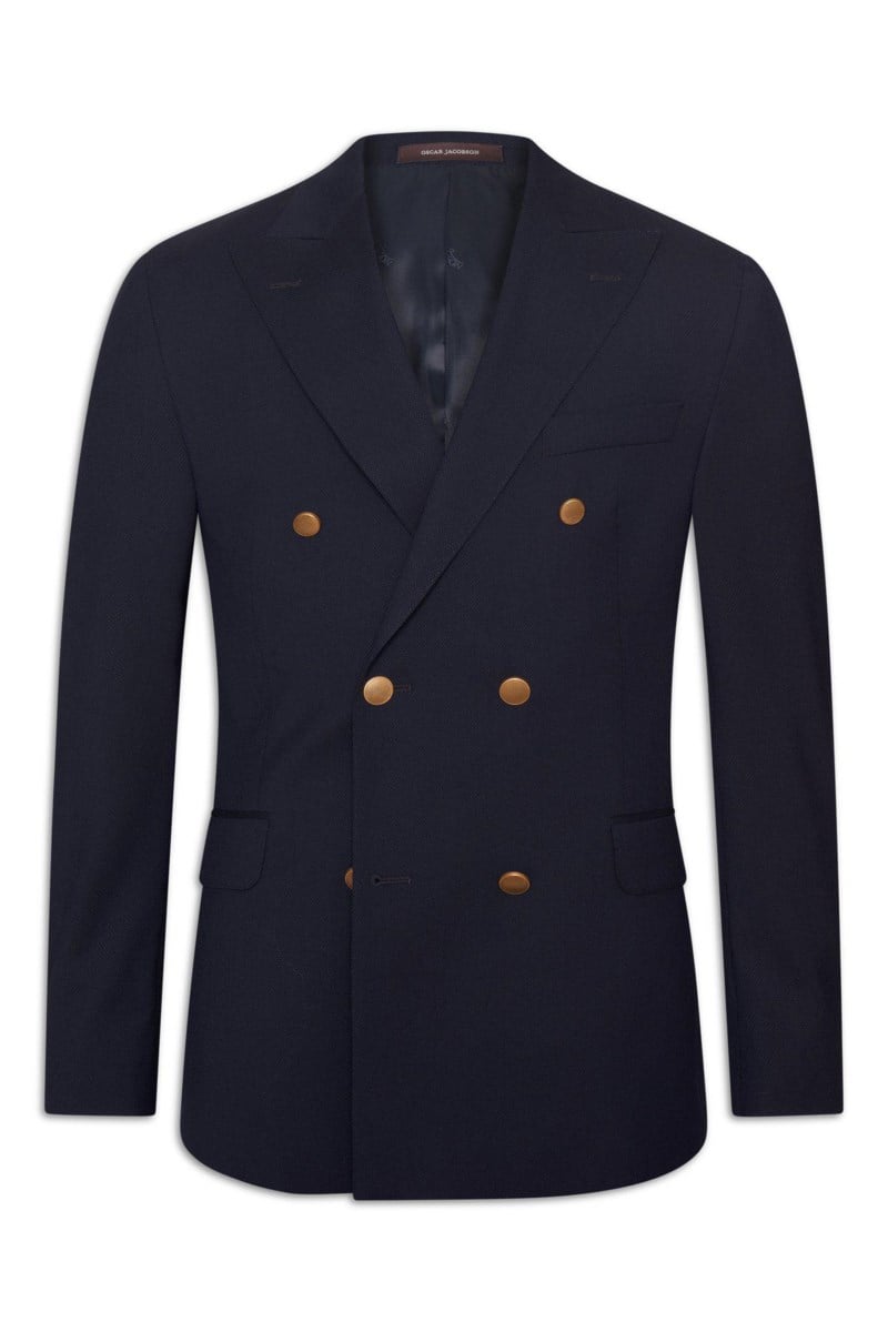 Regular fit dubbelknäppt kavaj ull dark blue