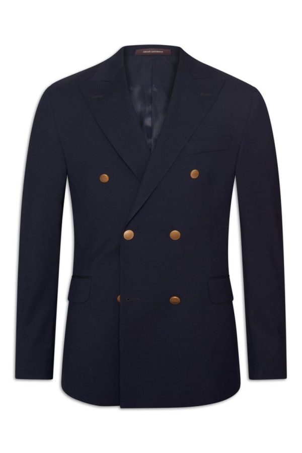 Regular fit dubbelknäppt kavaj ull dark blue