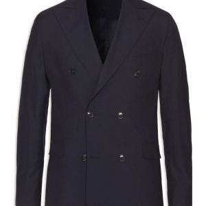 Regular fit dubbelknäppt microstructure kavaj navy
