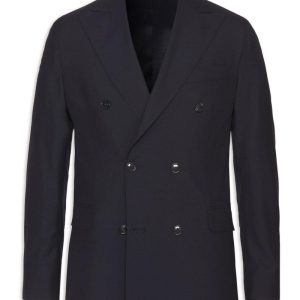 Regular fit dubbelknäppt microstructure kavaj navy