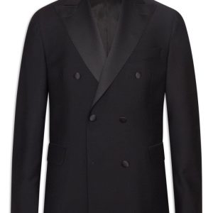 Regular fit dubbelknäppt microstructure smokingkavaj black Regular fit dubbelknäppt microstructure smokingkavaj black