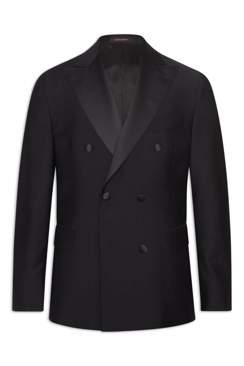 Regular fit dubbelknäppt microstructure smokingkavaj black