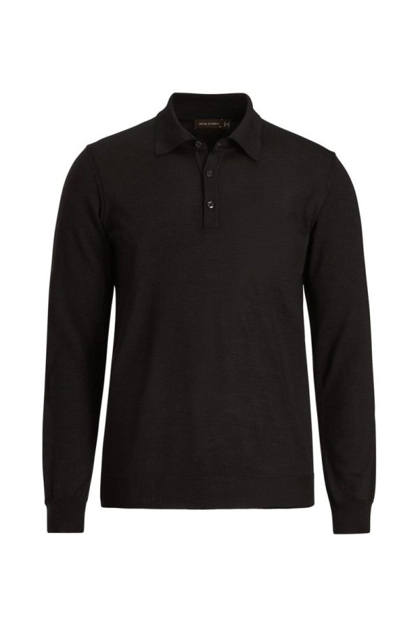 Regular fit piké extra fine merinoull black tile