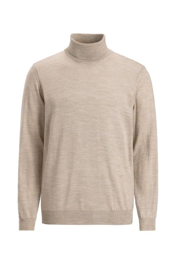 Regular fit polotröja extra fine merinoull baked beige