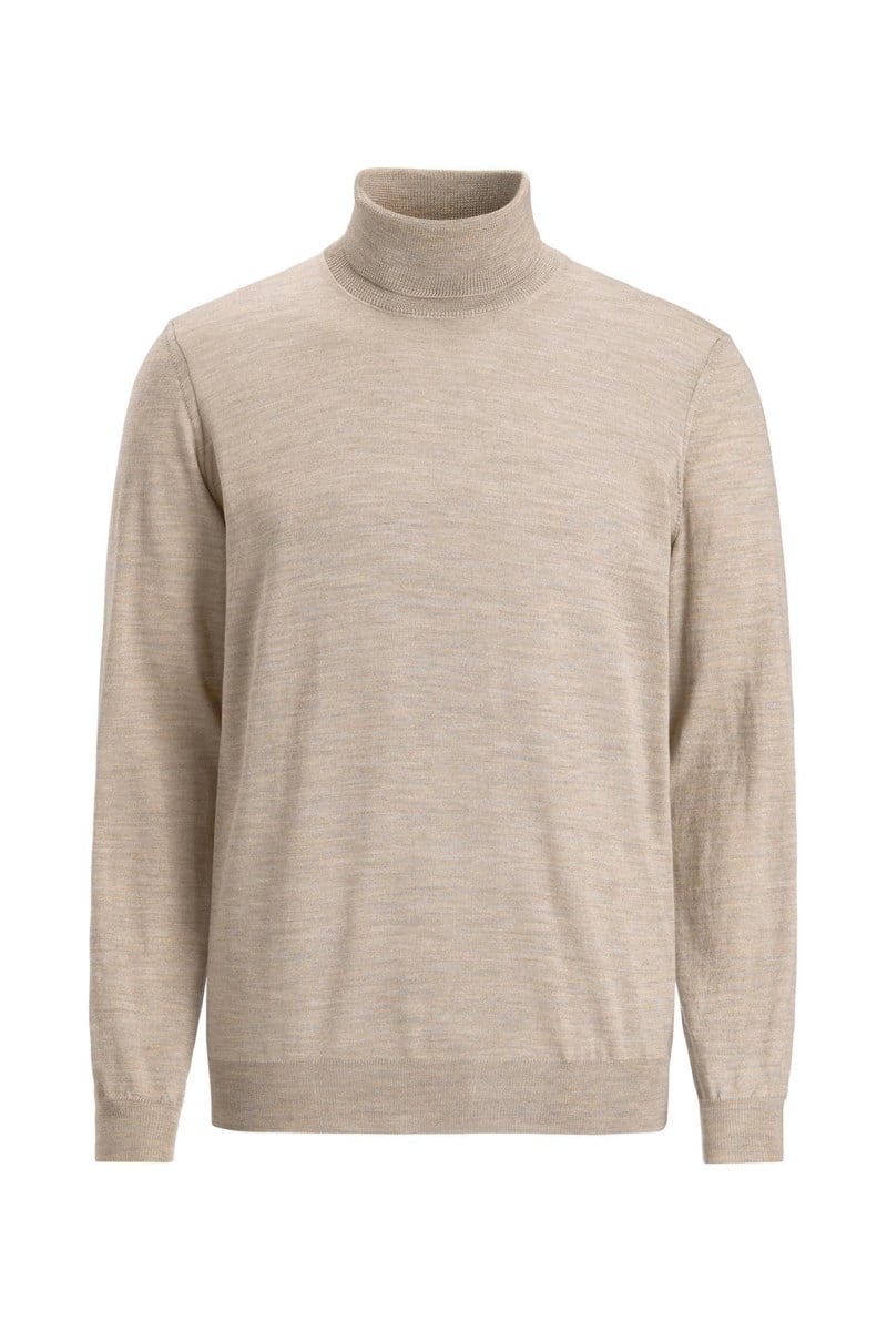 Regular fit polotröja extra fine merinoull baked beige