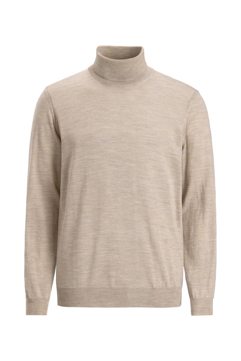 Regular fit polotröja extra fine merinoull baked beige