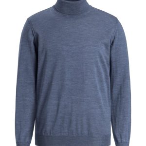 Regular fit polotröja extra fine merinoull denim blue