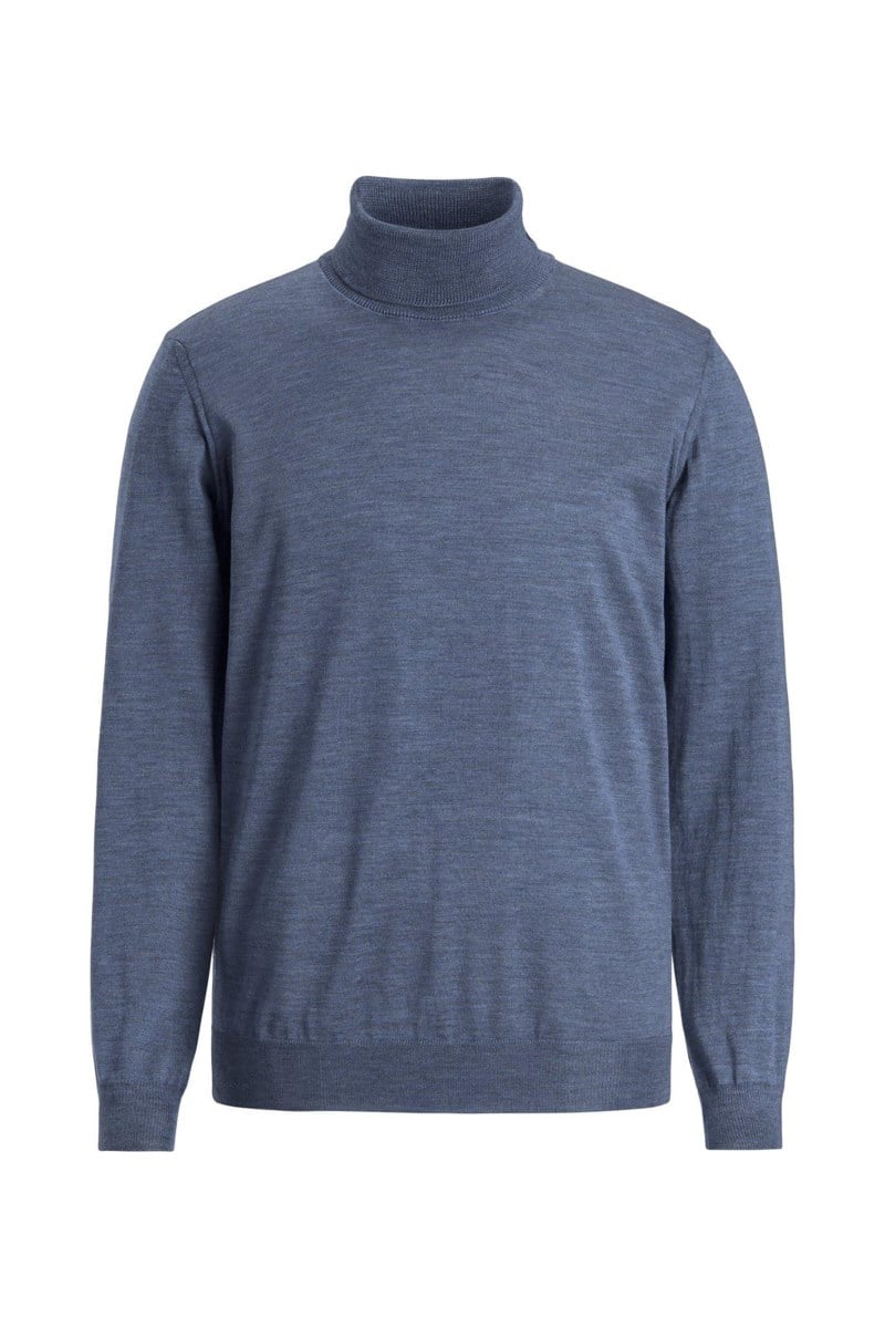 Regular fit polotröja extra fine merinoull denim blue