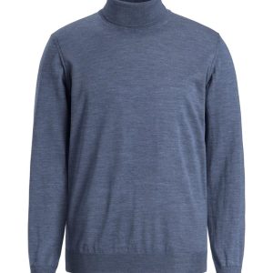 Regular fit polotröja extra fine merinoull denim blue