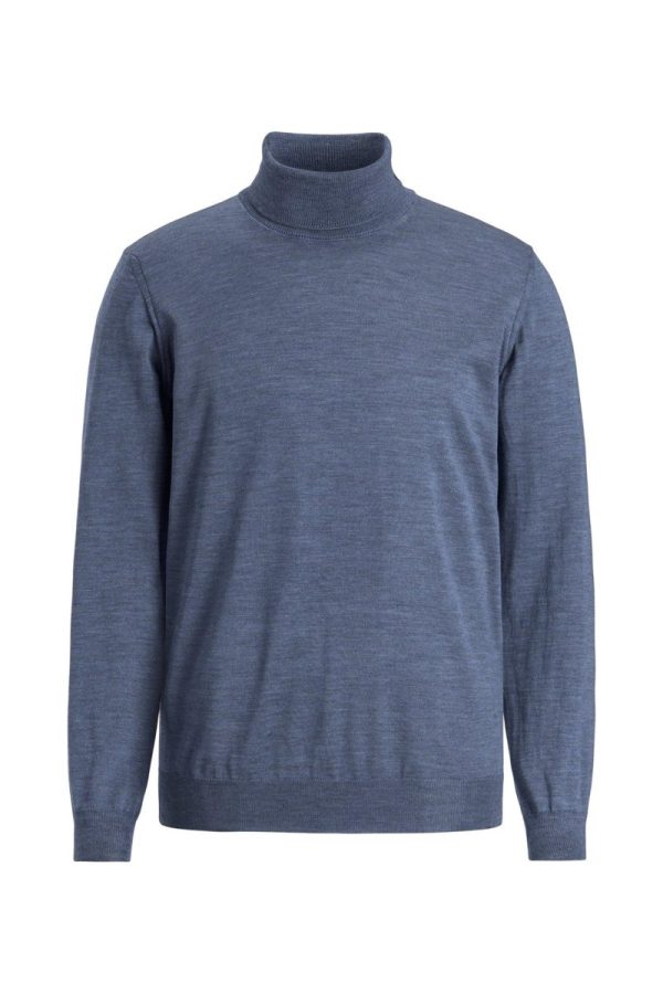 Regular fit polotröja extra fine merinoull denim blue