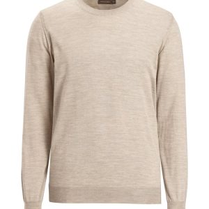 Regular fit rundhalsad tröja extra fine merinoull baked beige