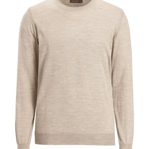 Regular fit rundhalsad tröja extra fine merinoull baked beige