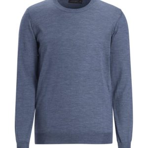 Regular fit rundhalsad tröja extra fine merinoull denim blue