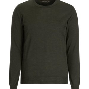 Regular fit rundhalsad tröja extra fine merinoull green night Regular fit rundhalsad tröja extra fine merinoull green night