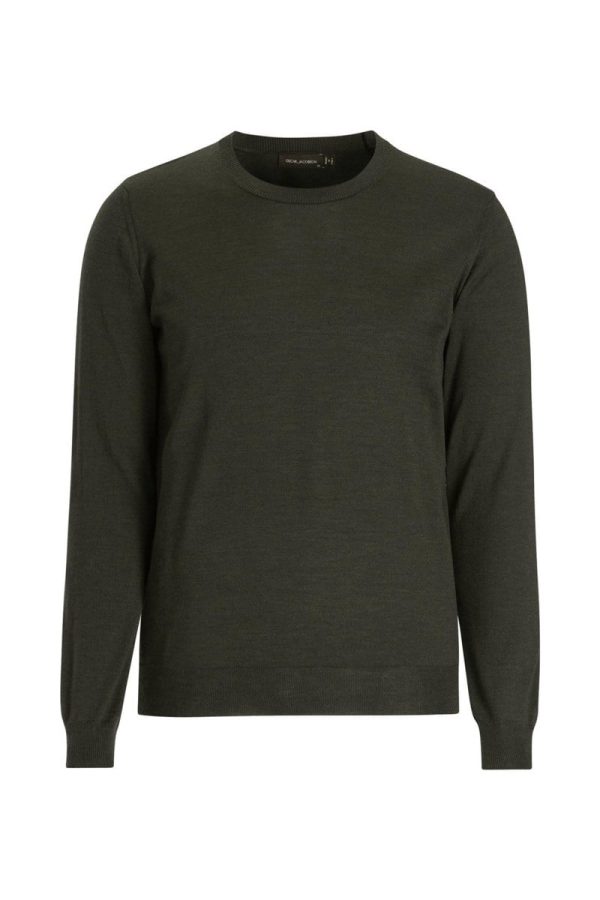 Regular fit rundhalsad tröja extra fine merinoull green night