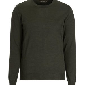 Regular fit rundhalsad tröja extra fine merinoull green night Regular fit rundhalsad tröja extra fine merinoull green night