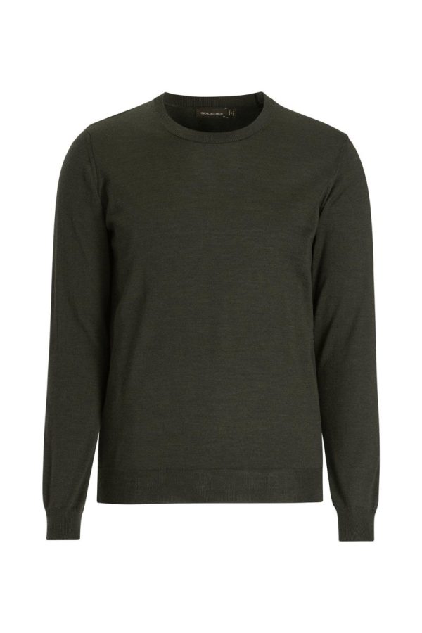 Regular fit rundhalsad tröja extra fine merinoull green night