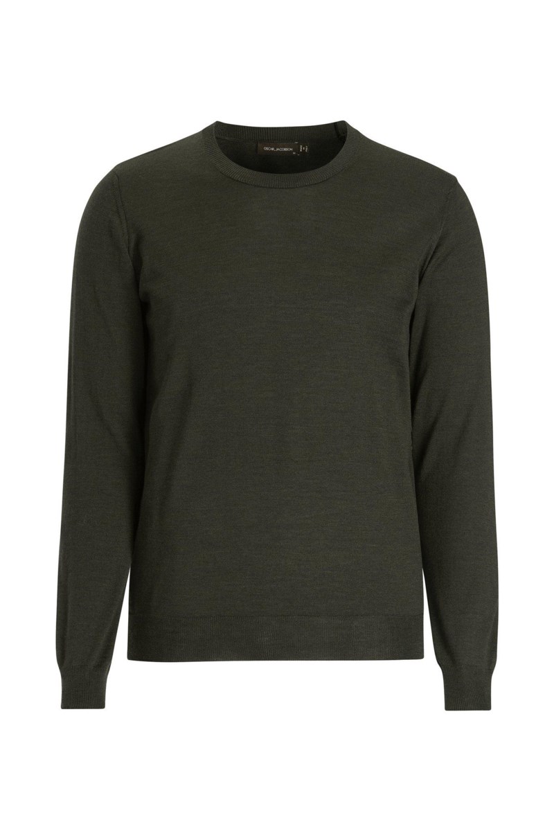 Regular fit rundhalsad tröja extra fine merinoull green night