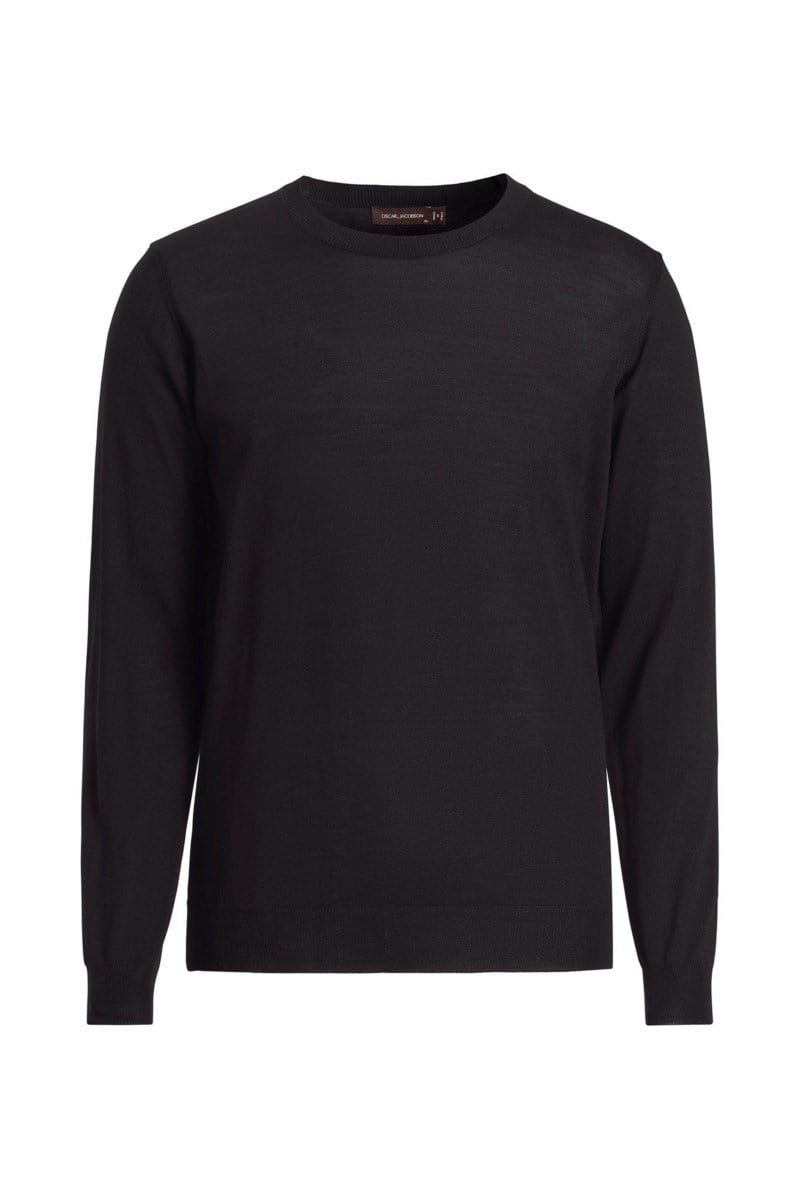 Regular fit rundhalsad tröja extra fine merinoull night blue