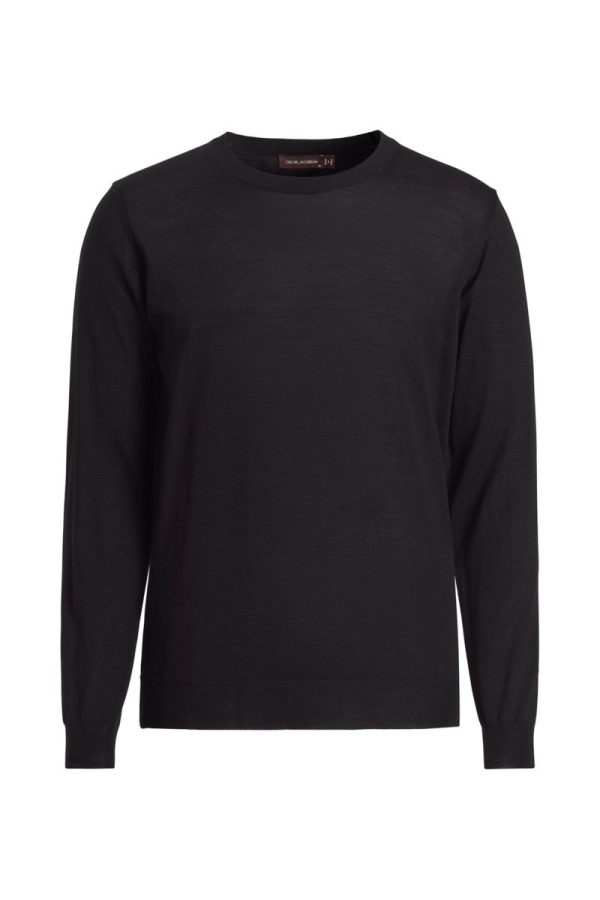 Regular fit rundhalsad tröja extra fine merinoull night blue