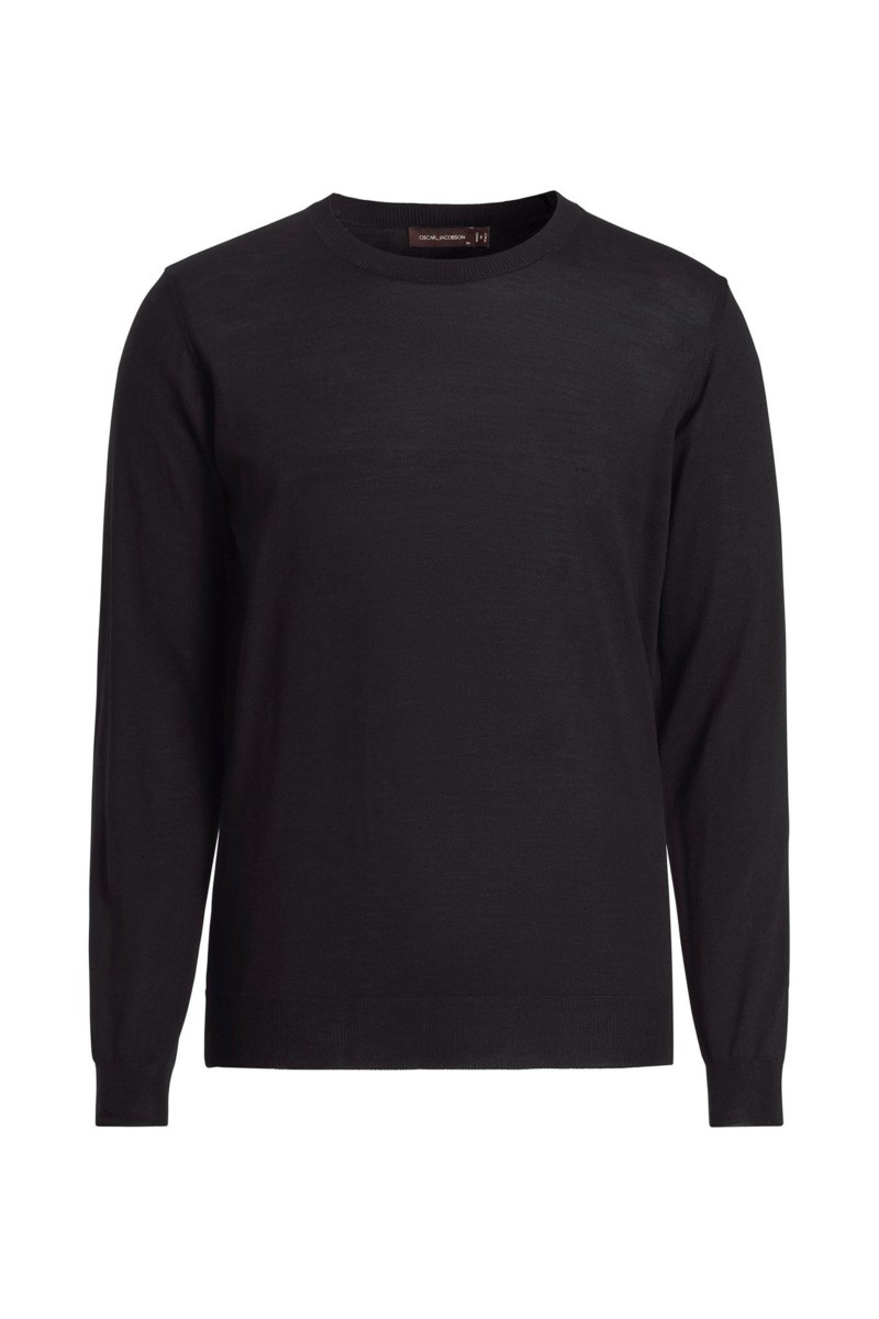 Regular fit rundhalsad tröja extra fine merinoull night blue