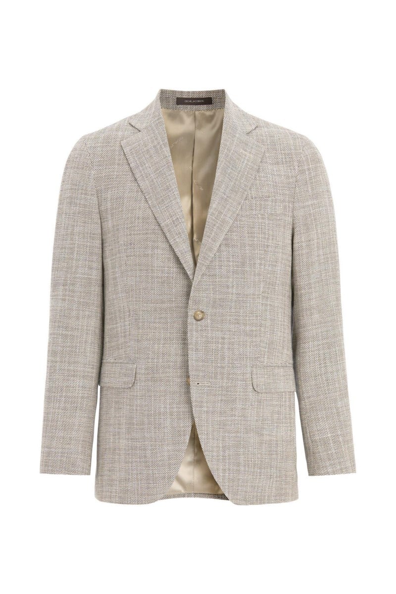 Regular fit strukturerad bomullskavaj almond beige