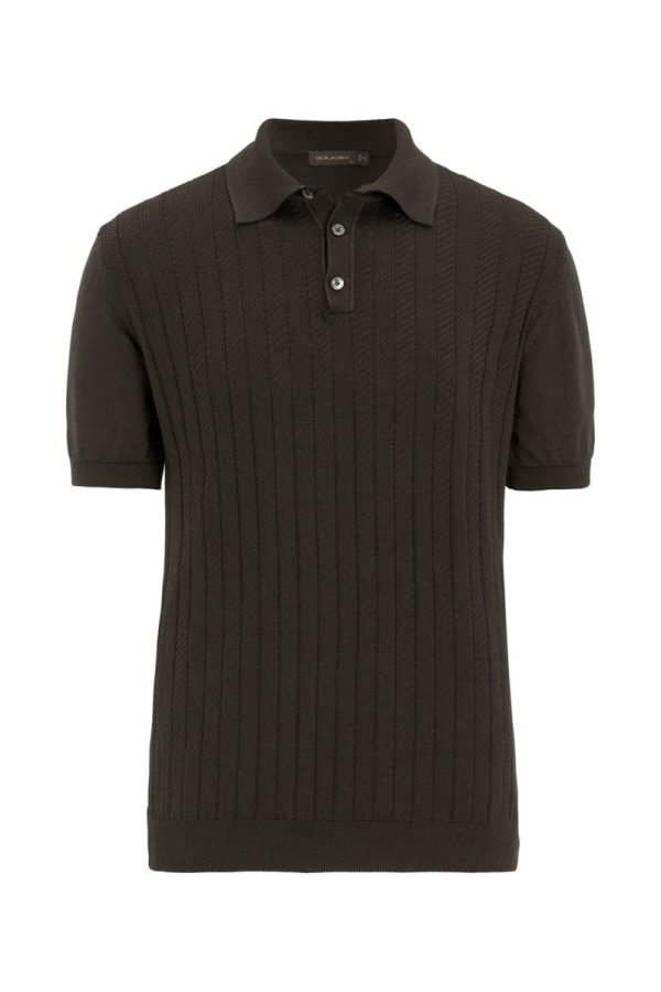 Regular fit strukturerad piké brown elk