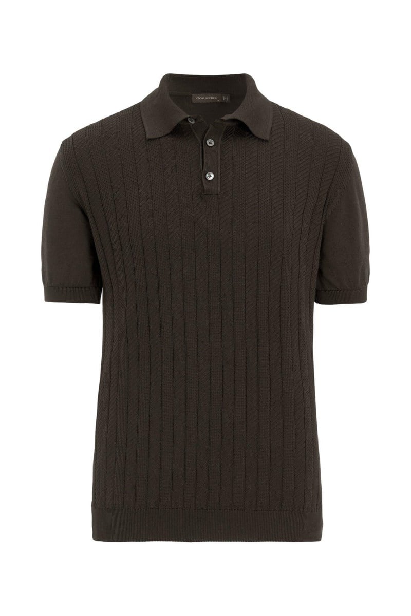 Regular fit strukturerad piké brown elk