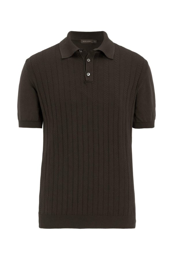 Regular fit strukturerad piké brown elk
