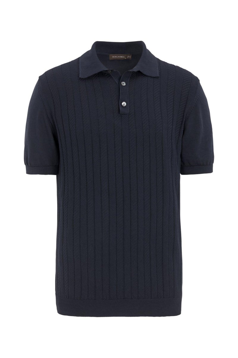 Regular fit strukturerad piké night blue