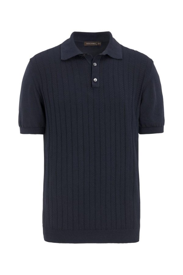 Regular fit strukturerad piké night blue