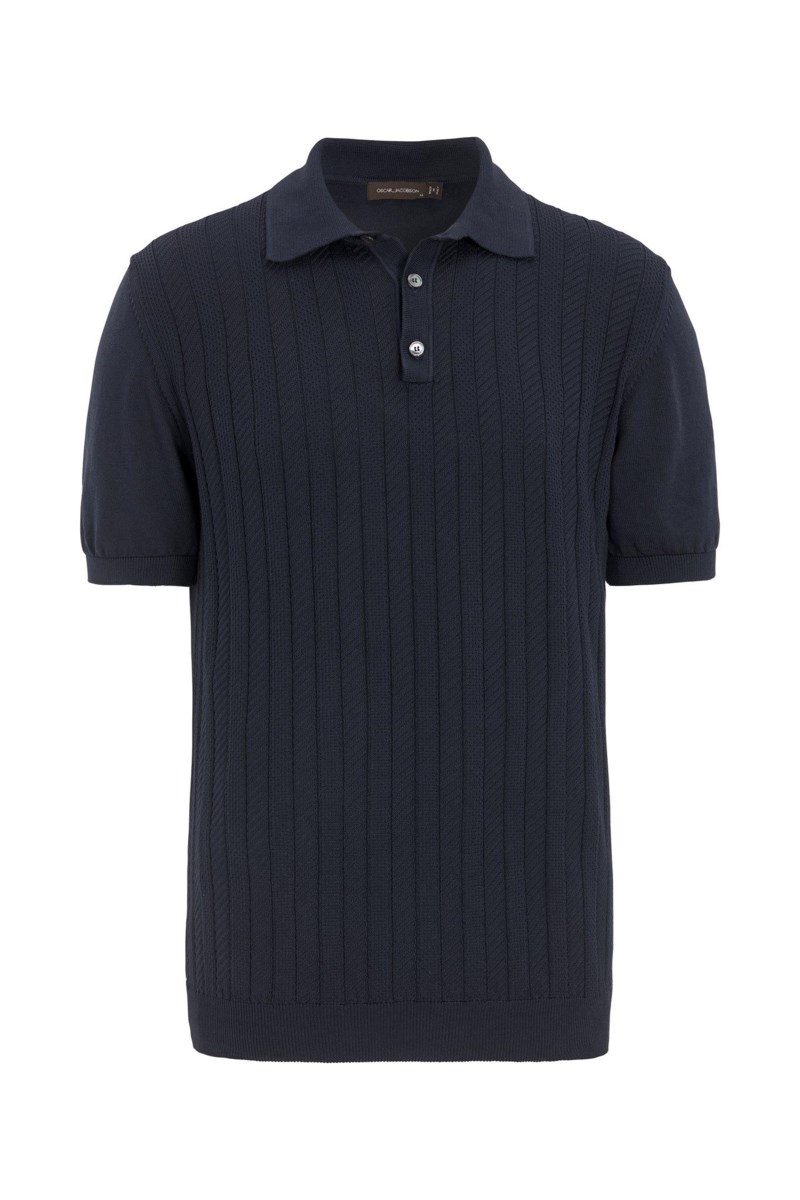 Regular fit strukturerad piké night blue