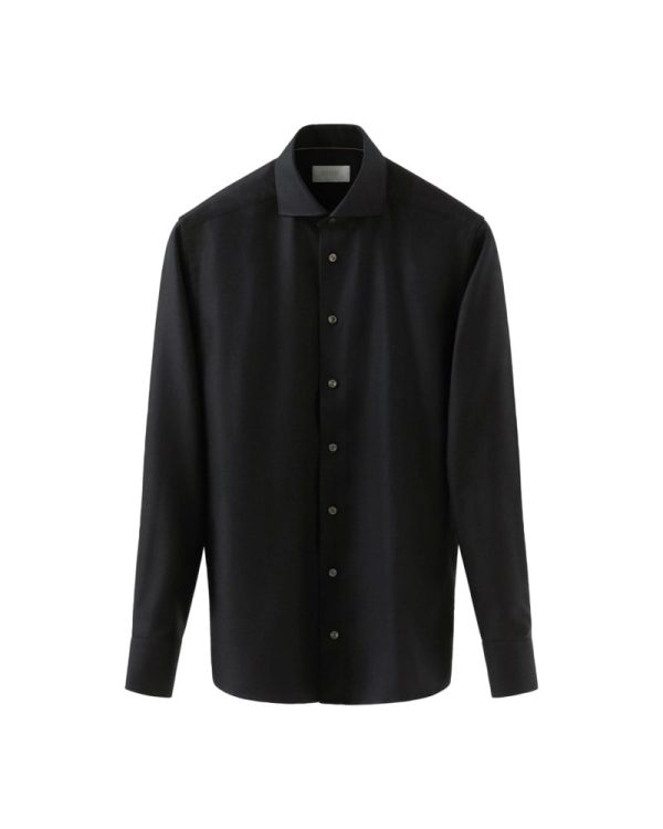 Skjorta kashmir silke slim fit svart