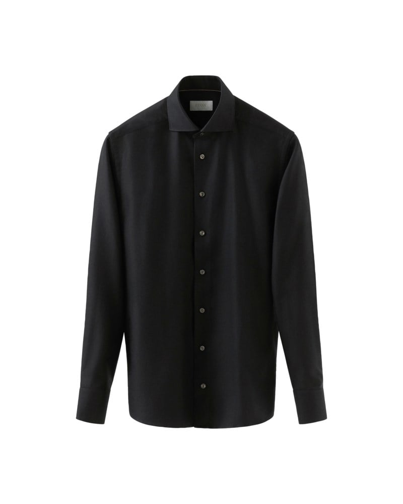 Skjorta kashmir silke slim fit svart