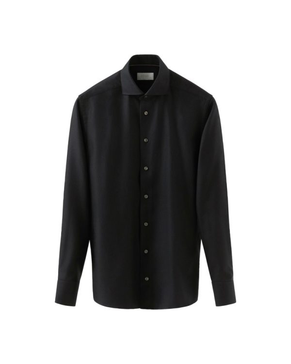 Skjorta kashmir silke slim fit svart