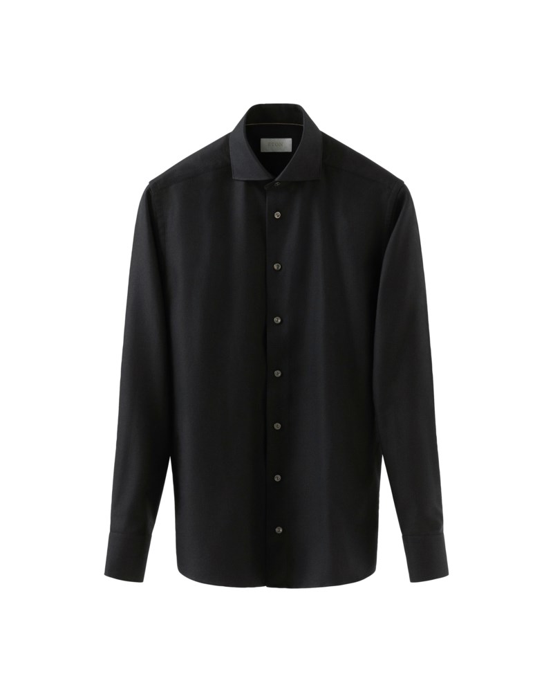 Skjorta kashmir silke slim fit svart