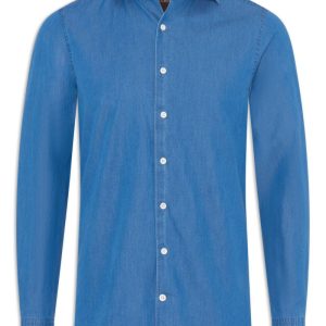 Slim fit cut away jeansskjorta french blue Slim fit cut away jeansskjorta french blue