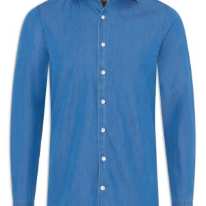Slim fit cut away jeansskjorta french blue Slim fit cut away jeansskjorta french blue