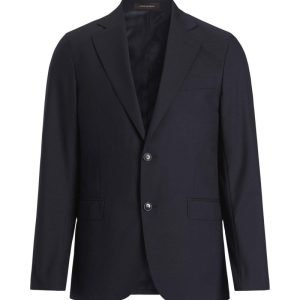 Slim fit microstructure kavaj dark blue