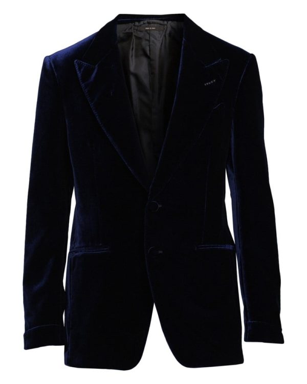 Smokingkavaj velvet peak lapel navy