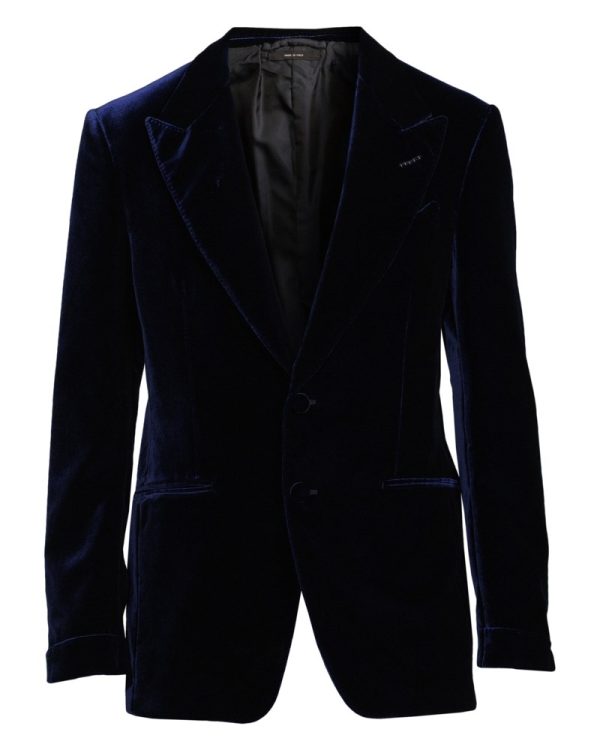 Smokingkavaj velvet peak lapel navy