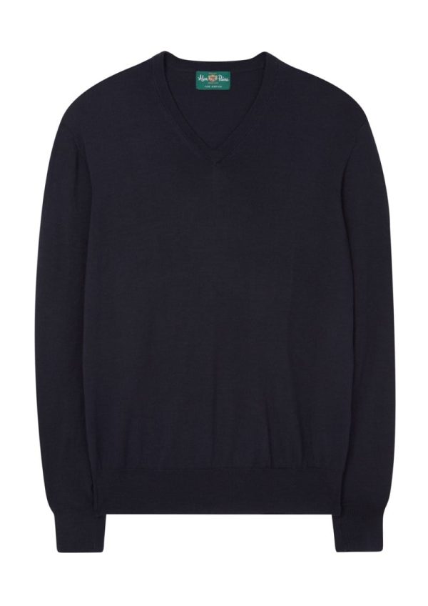 Tröja v-hals millbrook dark navy