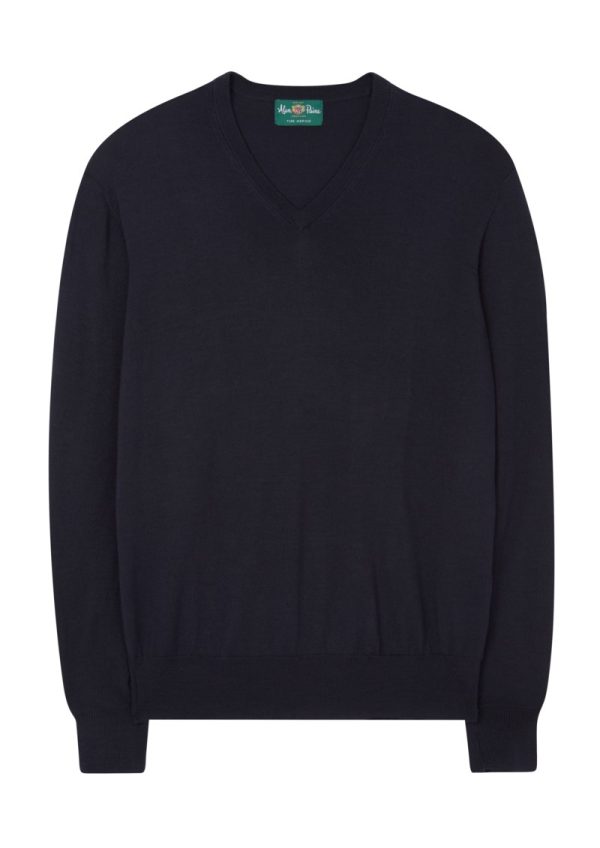 Tröja v-hals millbrook dark navy