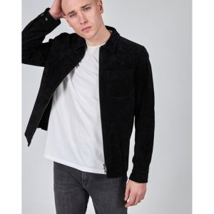 Zipped Suede Shirt Jacket