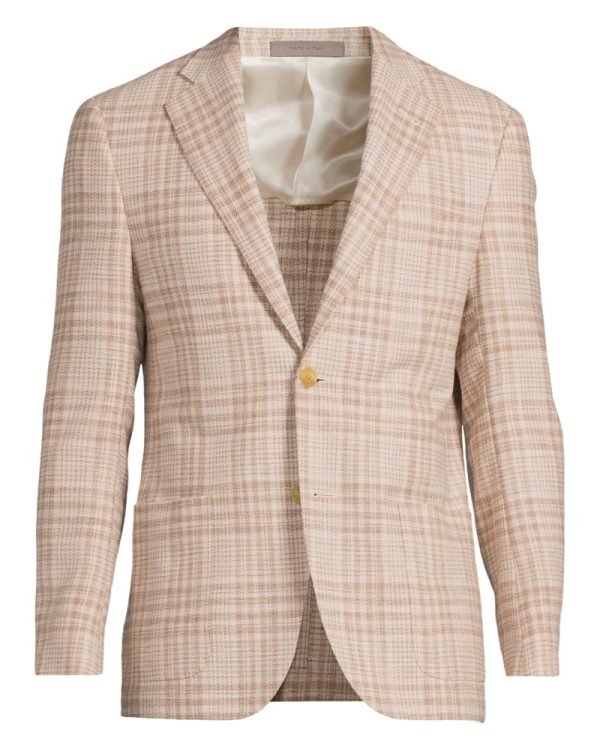 Enkelknäppt kavaj 93xy76 patch check beige