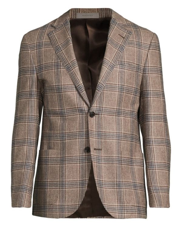 Kavaj 946g76 patch pocket prince of wales brun/beige