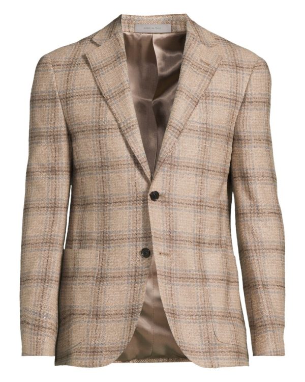 Kavaj patch pocket silk cashmere tweed beige